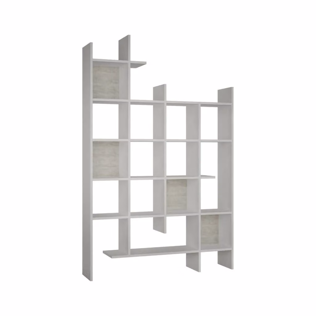 Libreria Achela moderna in MDF bianco per ufficio e soggiorno L: 122 cm, P: 25,5 cm, H: 188 cm – 2