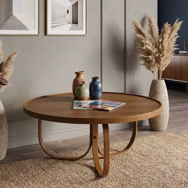 Tavolino da salotto rotondo Chiavenna DMORA marrone in legno L: 100 cm, P: 100 cm, H: 46 cm
