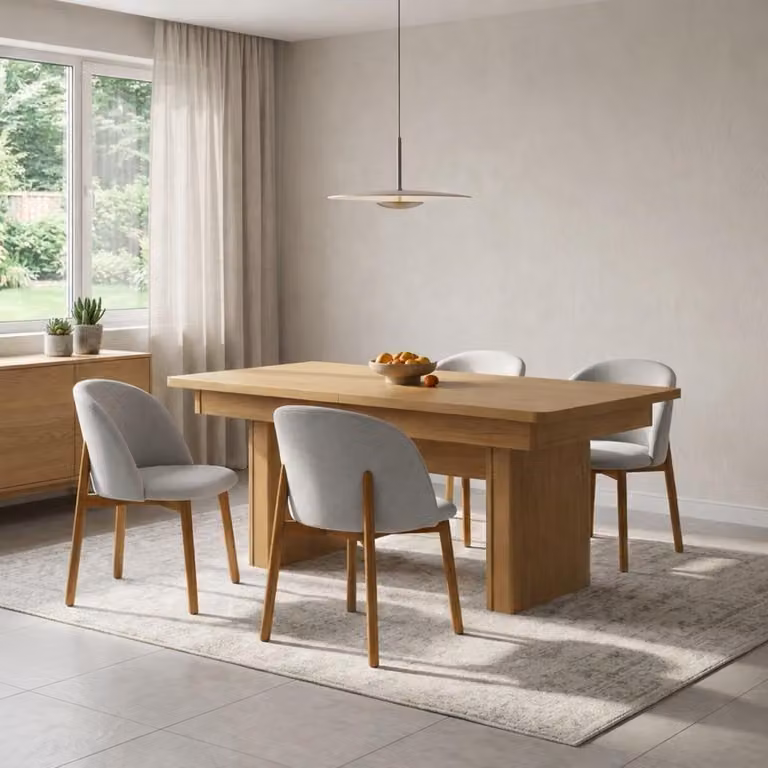 Set da pranzo tavolo da pranzo rettangolare e sedie imbottite, 7 pezzi