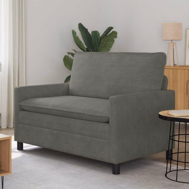 Divano vidaXL in tessuto grigio con struttura in metallo e coperture rimovibili L: 126 cm, P: 81 cm, H: 87,5 cm