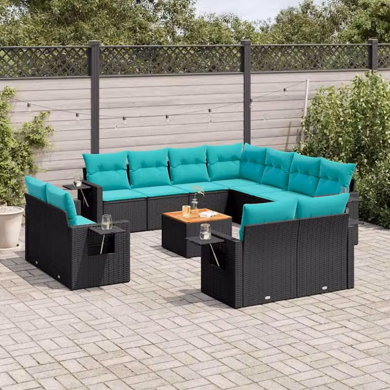 Maison Exclusive - Set da giardino 12 pezzi con cuscini, polyrattan nero