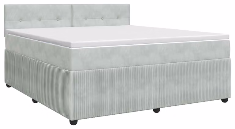 Letto a molle con materasso grigio chiaro 140 x 200 cm in velluto