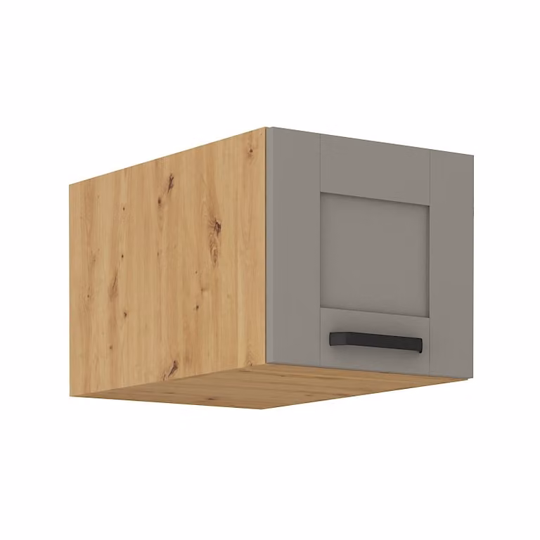 Pensile con ante battenti LAILI - larghezza 40 cm, grigio chiaro / rovere artigianale