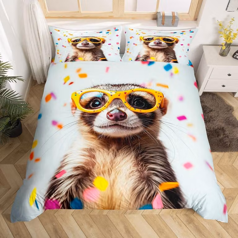 Set di lenzuola e federe a tema suricato, divertente e adatto ai bambini