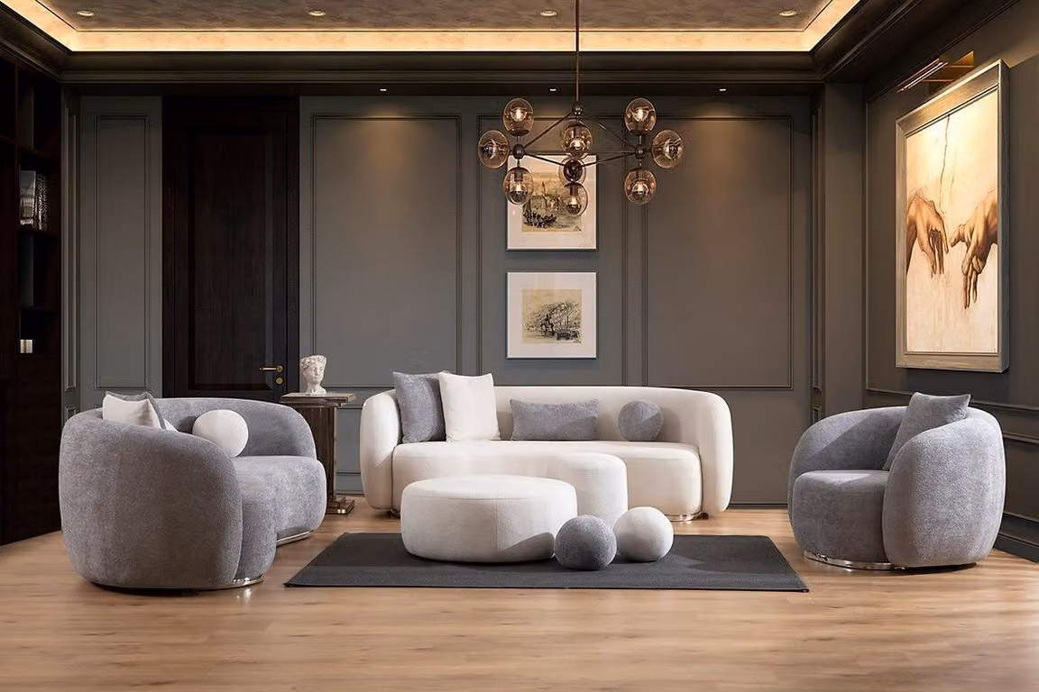 Sofagarnitur 4 3 1 Sitzer Wohnzimmer Komplett Sofas Set Modern Set Hocker