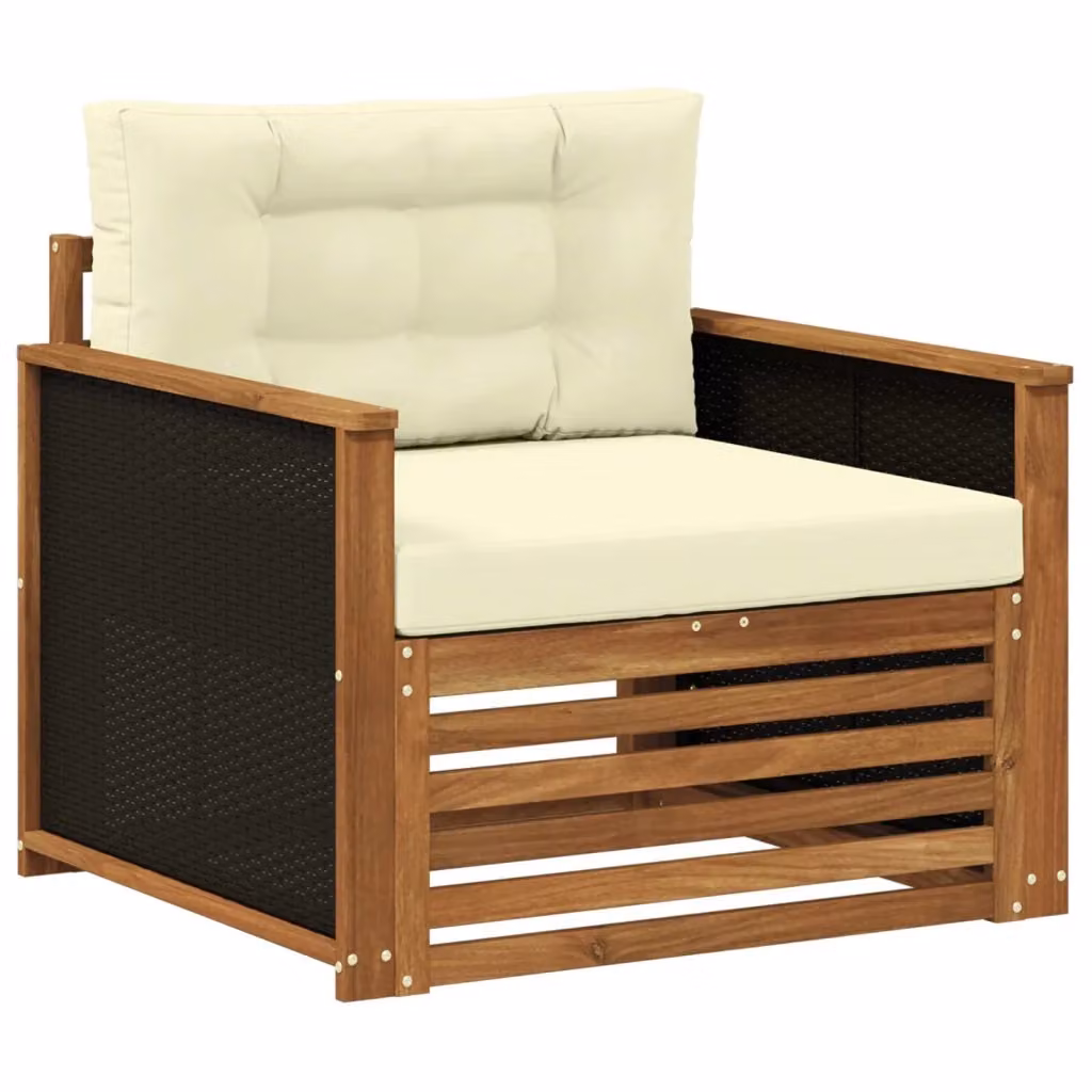 Divano centrale da esterno vidaXL in legno di acacia con cuscini beige – 2