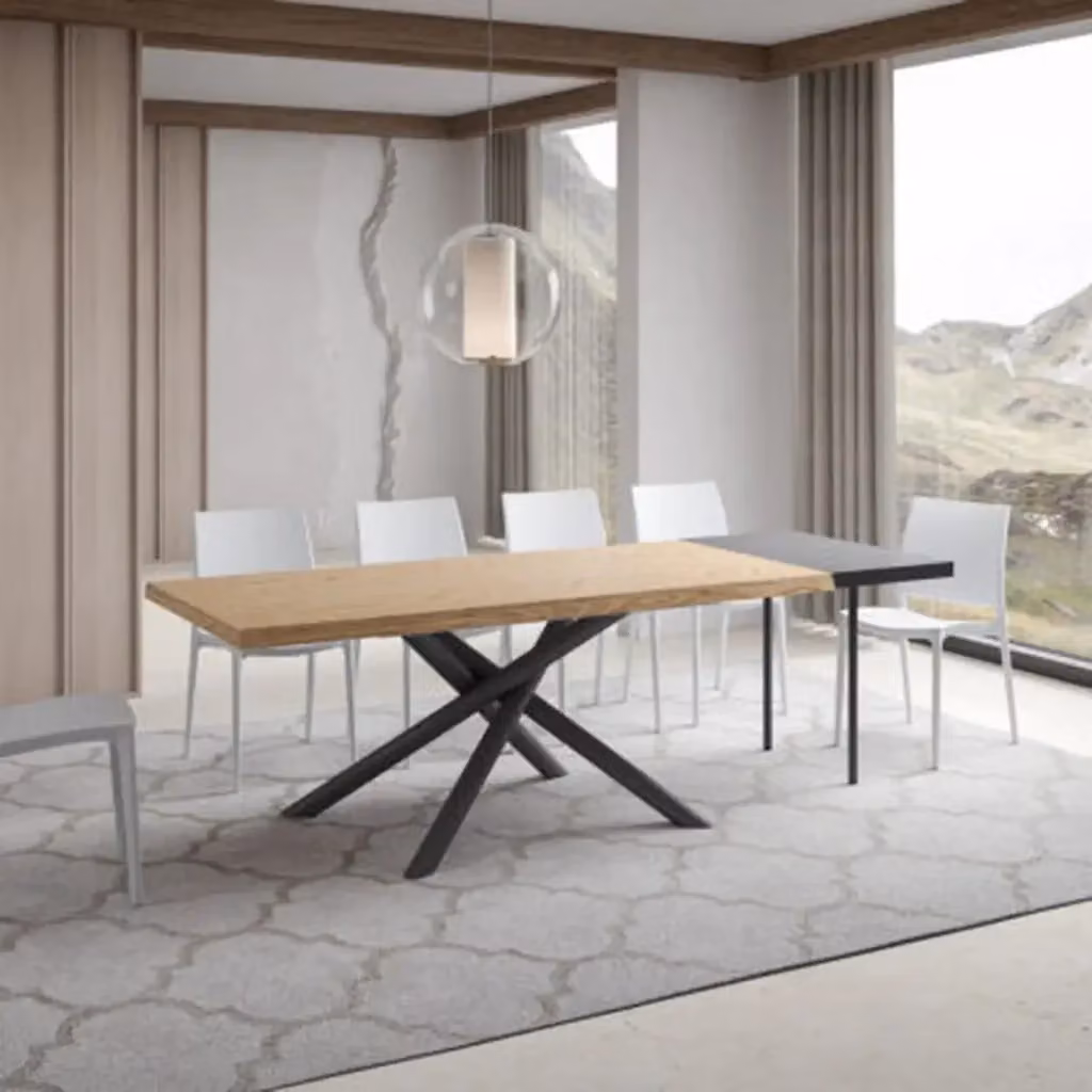 Tavolo allungabile moderno Itamoby in legno rovere con gambe in metallo antracite L/P/H: 180-230 x 90 x 75 cm – 2