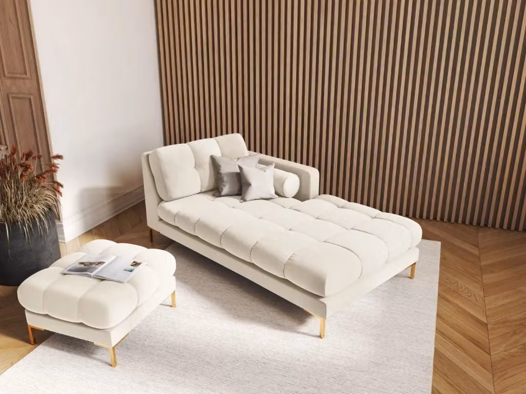 Chaise longue destra Bali di Cosmopolitan Design in velluto beige chiaro, L/P/H: 164 x 102 x 75 cm – 2