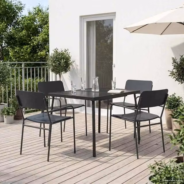 Set da pranzo moderno vidaXL in acciaio inossidabile antracite per giardino e terrazza – 1