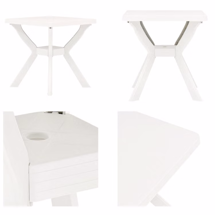 vidaXL Tavolo da bistrot bianco 70x70x72 cm in plastica - Tavolo da giardino - Tavoli da giardino - Tavolo da bistrot - Tavoli da bistrot