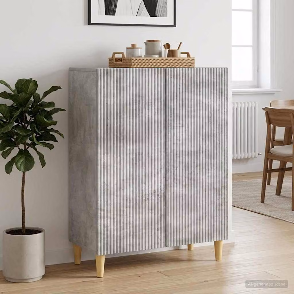 Credenza moderna vidaXL in legno ingegnerizzato grigio cemento, L 66 x P 34,5 x H 90 cm