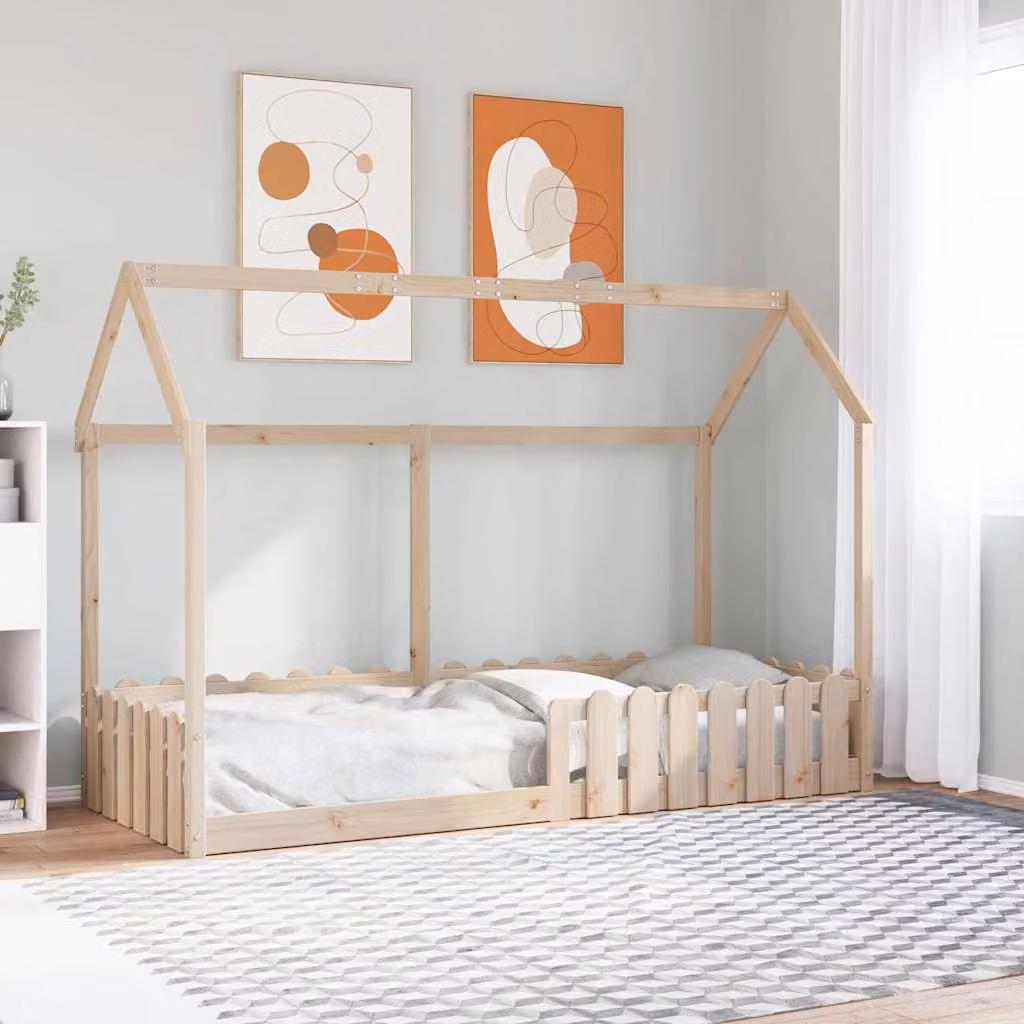 vidaXL Giroletto Casetta per Bambini in Legno Massello di Pino, L 200 x P 80 cm