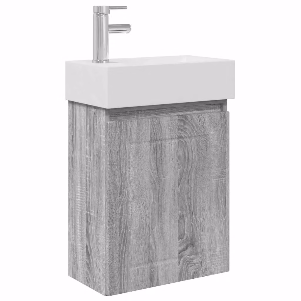 Mobile bagno moderno vidaXL Sonoma grigio con rubinetto e lavabo in ceramica, L/P/H: 45,5 x 25,5 x 84 cm – 2