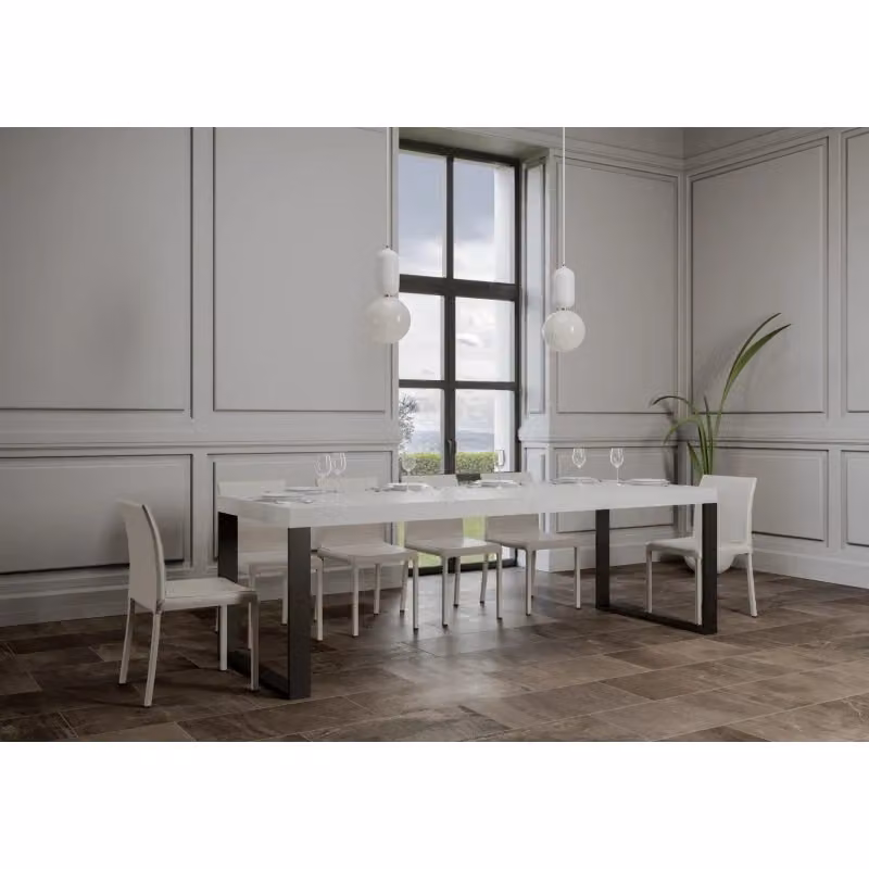 Tavolo allungabile ITAMOBY moderno con telaio antracite e piano bianco frassino L/P: 200-304 x 90 cm – 2