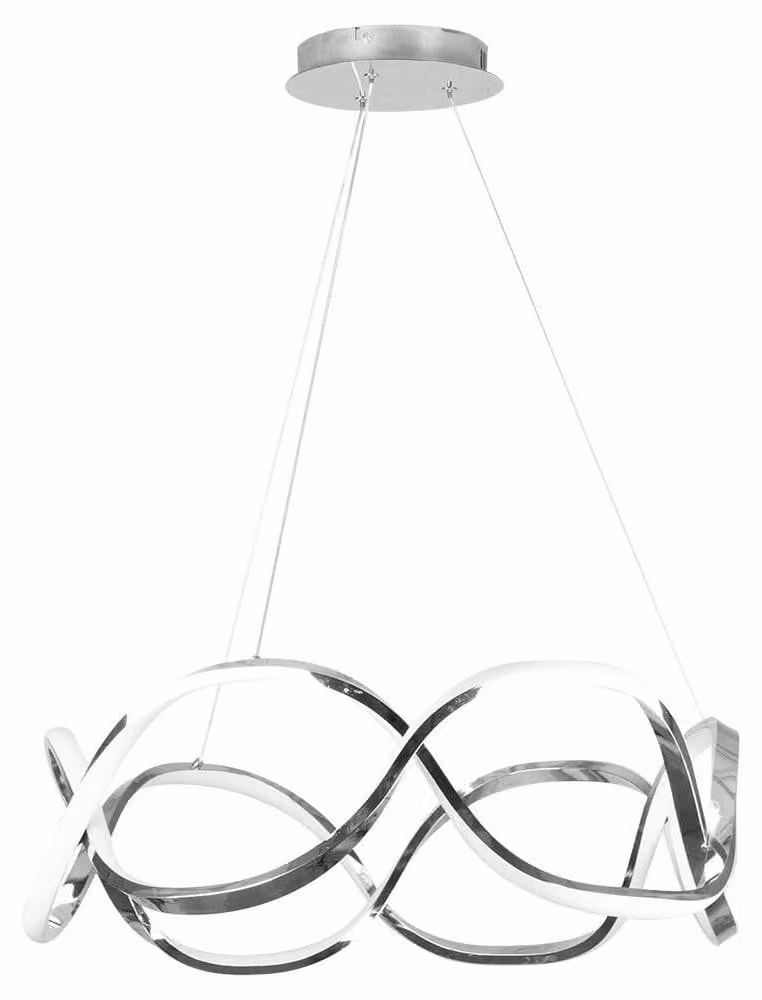 Plafoniera cromata, 60 W, 4800 lumen, dimensioni 30x55x55 cm, realizzata in alluminio e policarbonato