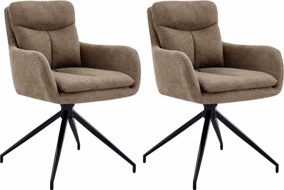 set di 2 sedie da pranzo girevoli - sedie da cucina - comfort in tessuto di alta qualità | colore: marrone