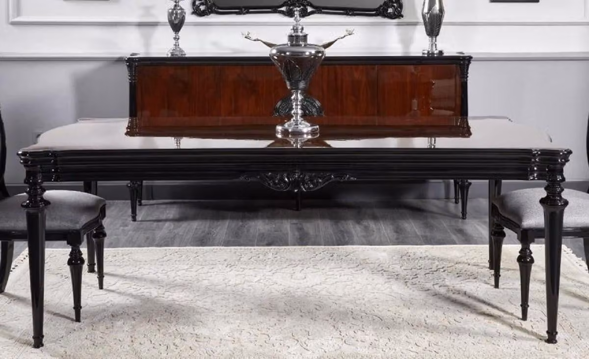Casa Padrino tavolo da pranzo barocco nero 220 cm - Sontuosi mobili da sala da pranzo barocchi
