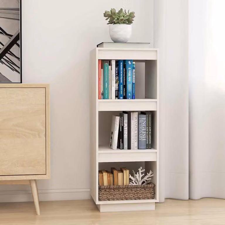 Libreria/Divisorio vidaXL in Legno Massello di Pino Bianco, L 40 cm, P 35 cm, H 103 cm