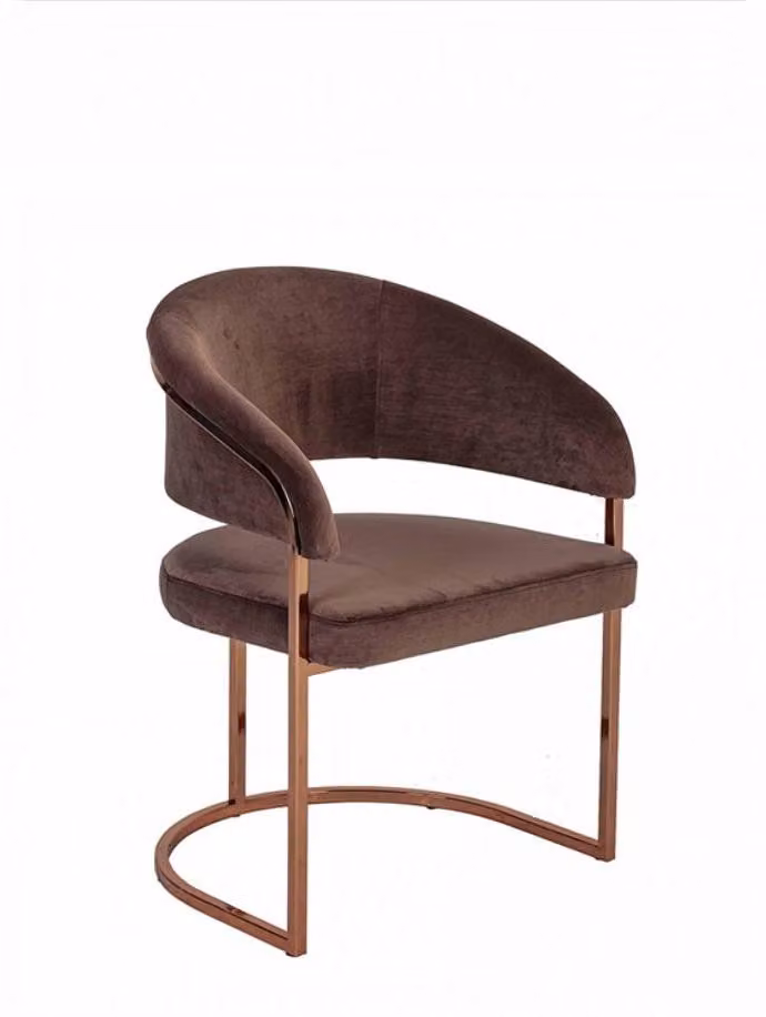 Brauner Luxus Esszimmer Stuhl Moderner Polster Sitzer Textil Möbel