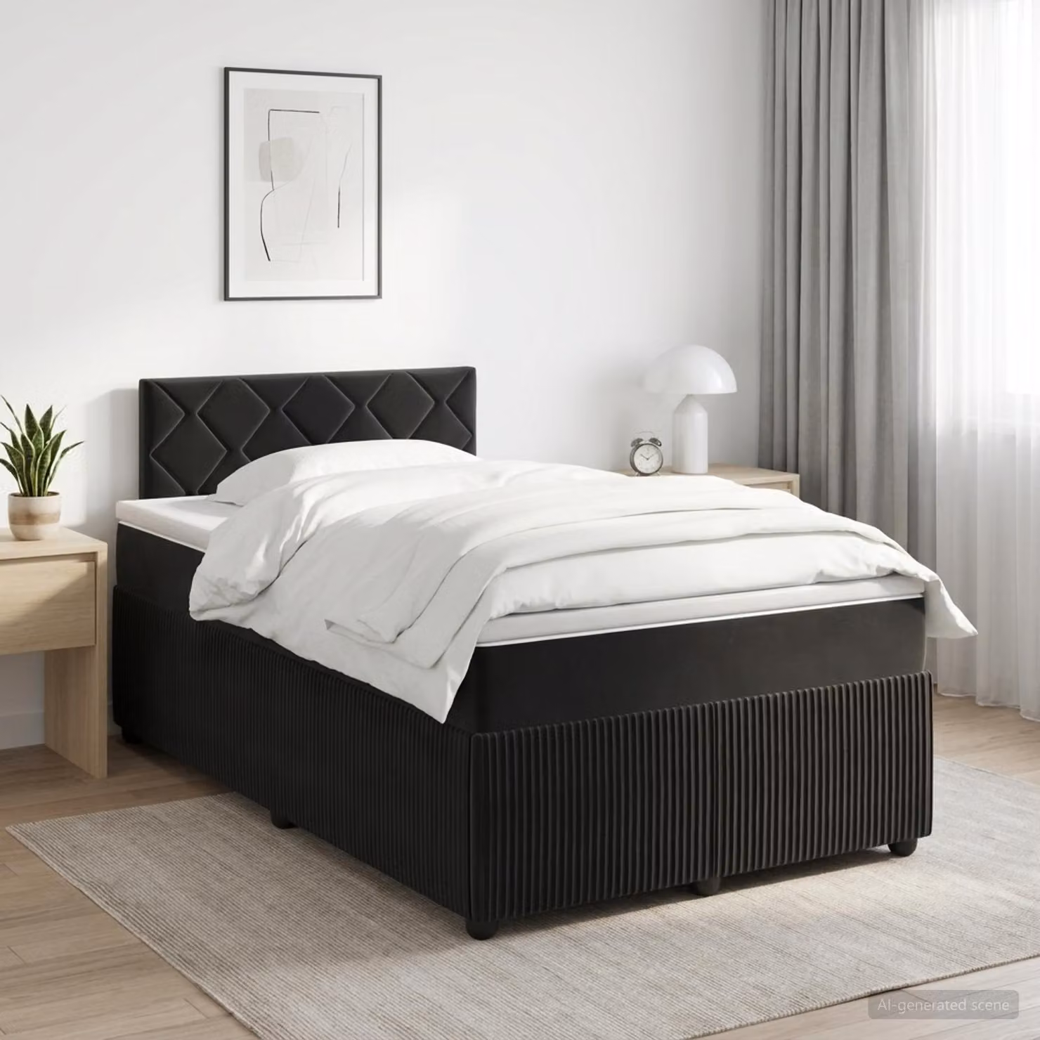 Letto box spring con materasso vidaXL in velluto nero con molle a tasche L: 120 cm, P: 200 cm