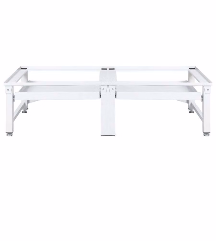 Supporto per lavatrice e asciugatrice vidaXL bianco con mensola estraibile e doppio piedistallo regolabile in acciaio, L 124 cm x P 61,5 cm x H 37,5 cm