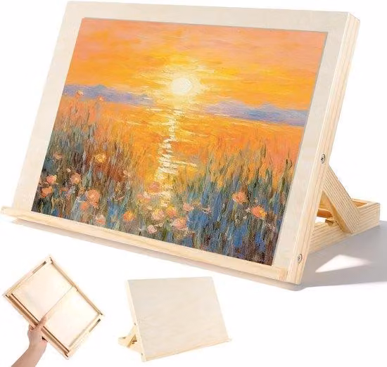 Sedia alta per disegno - Tavolo da disegno - Sedia da tavolo per disegno e schizzi - Sedia da ufficio in legno regolabile - 33x23 cm - Legno naturale