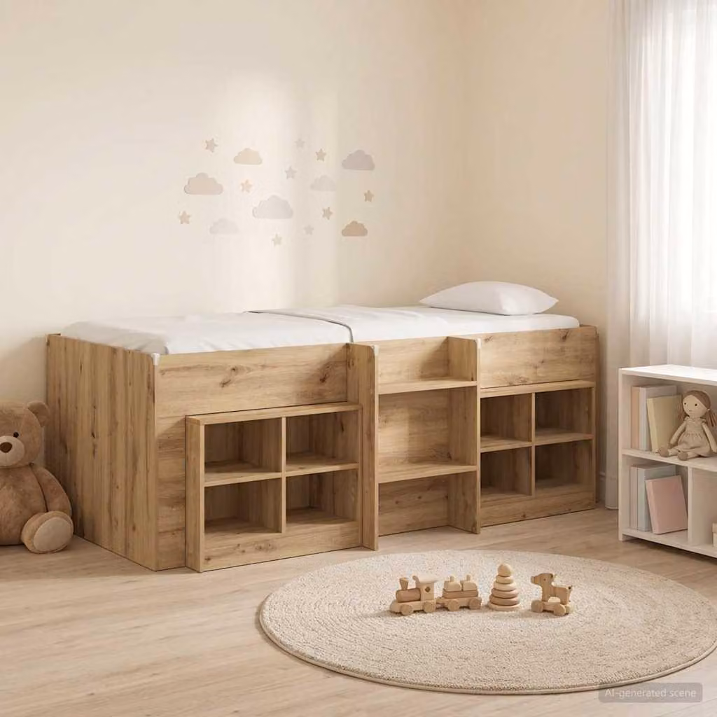 Maison Exclusive - Struttura letto a soppalco con armadio, realizzata in legno impiallacciato effetto "Artisan Oak" (3 pezzi)