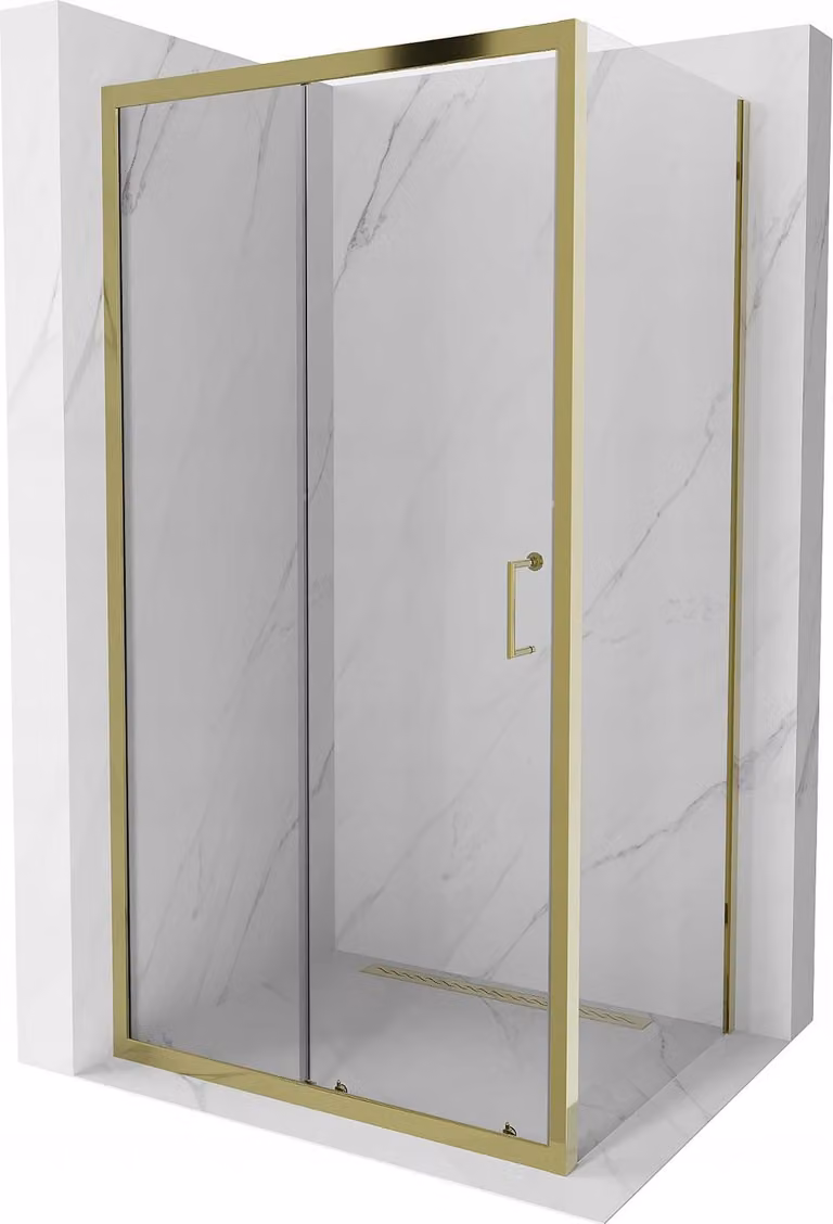 Mexen Apia cabina doccia scorrevole 135 x 90 cm, trasparente, dorata - 840-135-090-50-00