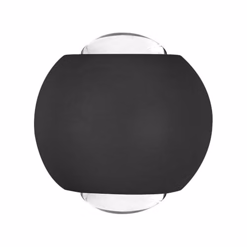 V-TAC Lampada LED da Muro Sferica 2W Doppio Fascio Luminoso Colore Nero 4000K IP54