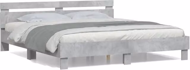 Letto matrimoniale | Letto per adulti | Giroletto Testiera Grigio Cemento 160x200 cm Legno Multistrato