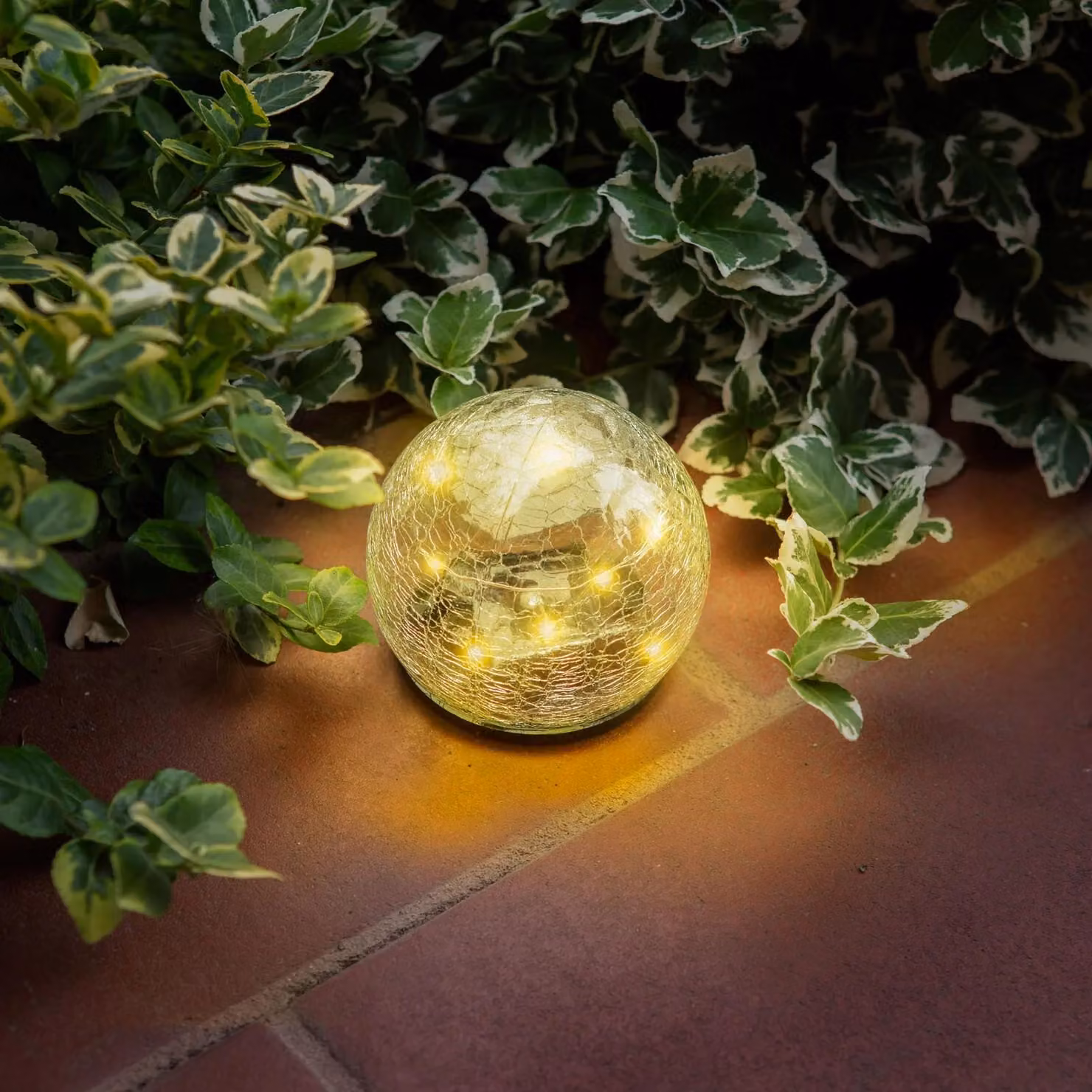 GLOBIZ Sfera solare da giardino - 10 cm - 10 LED bianchi caldi