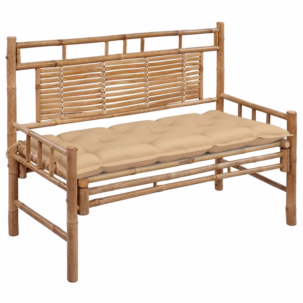 vidaXL Panca da giardino con cuscino in bambù da 120 cm