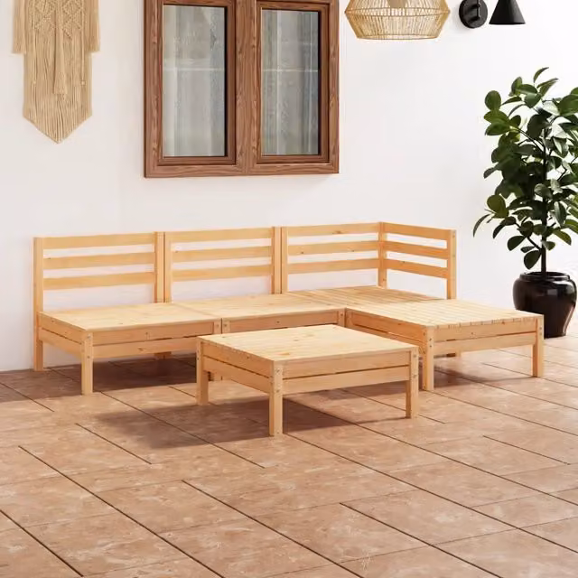 Set Salotto da Giardino 5 pz in Legno Massello di Pino 3082632