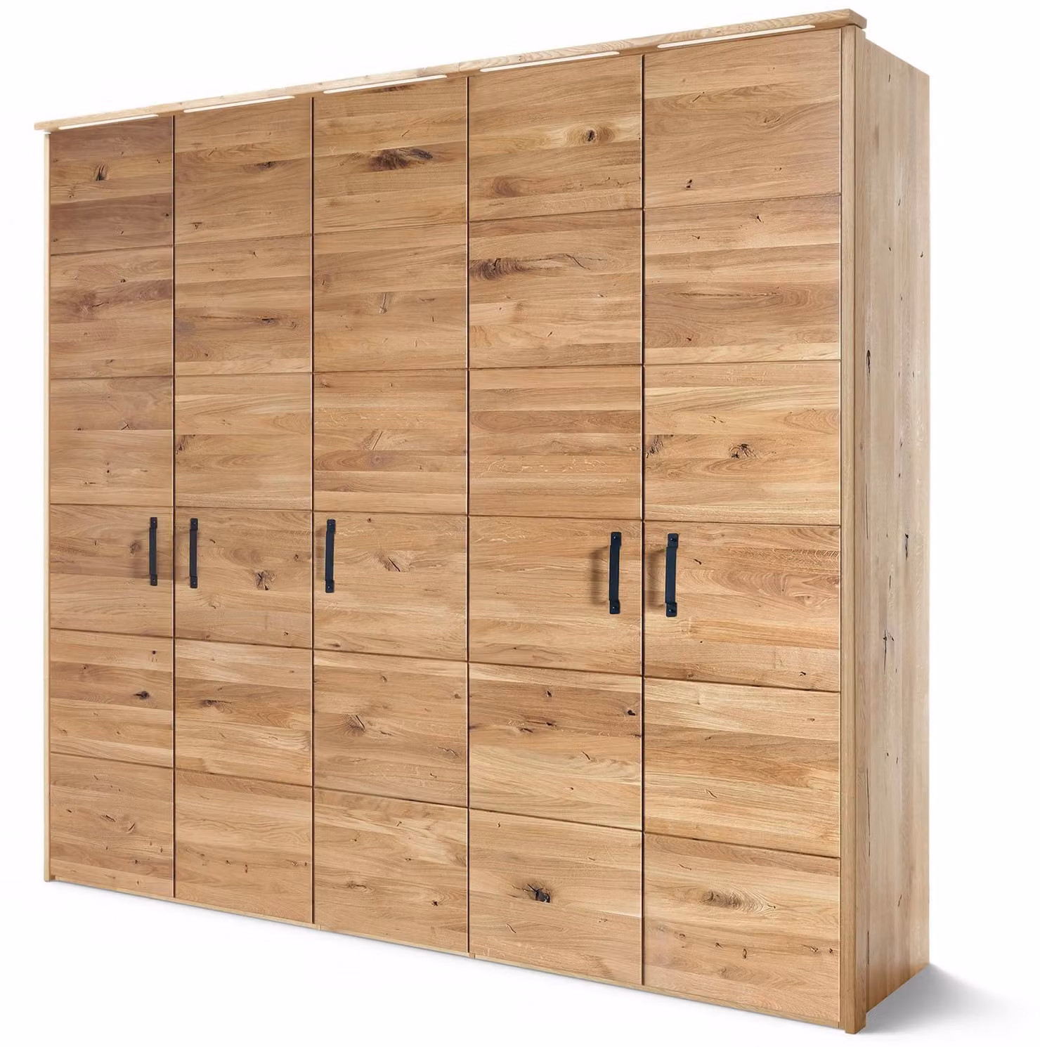 MASSIVMOEBEL24 | Armadio in legno di Quercia selvatica 242x60x219 Oliato naturale HALMSTAD #100