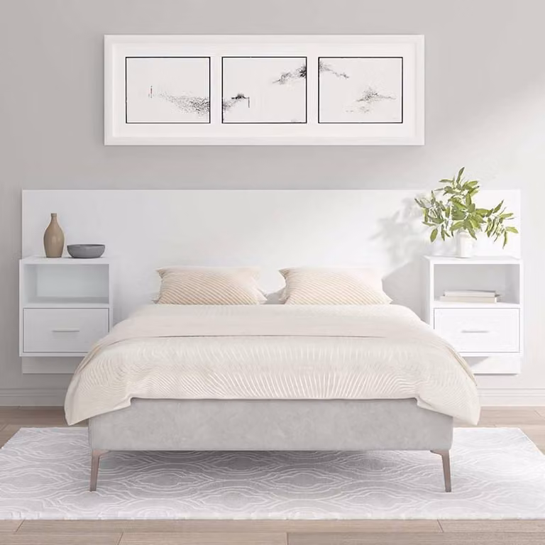 vidaXL Testiera per Letto con Comodini Integrati in Legno MDF Bianco L: 120 cm, H: 80 cm, P: 80 cm