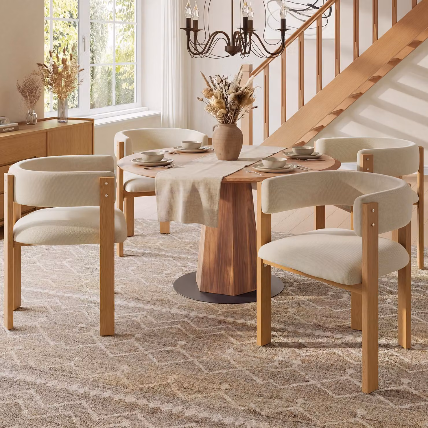 STILVORA: Set di 4 sedie da pranzo con imbottitura spessa e gambe in ferro robuste. Design scandinavo retrò, elegante sedia da cucina, sedia da pranzo per tavolo da pranzo