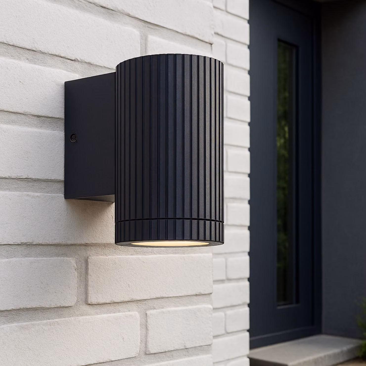 Lampada da parete esterna, attacco GU10, dimensioni 9,5x6,3 cm, alluminio, colore nero
