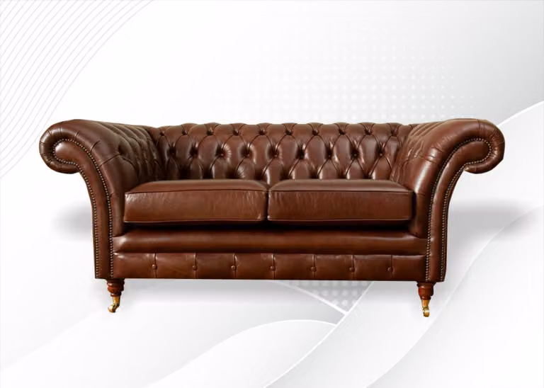 Chesterfield Sofa 2 Sitzer Polster Design Couchen Sofas Garnitur Original Braun