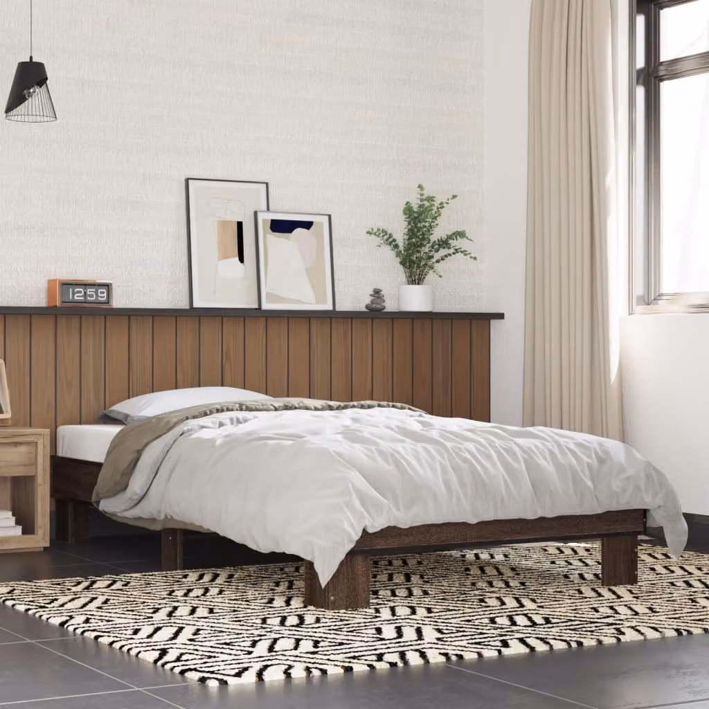 Giroletto vidaXL in Rovere Marrone con Doghe in Legno e Metallo L 190 x L 75 cm