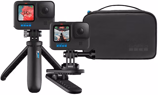GoPro Kit da viaggio nero con Shorty e clip girevole magnetica per custodia fotocamera