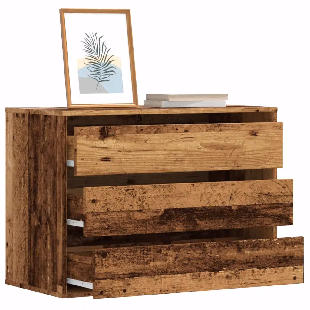 Cassettiera Angolare vidaXL in Legno Multistrato Marrone Antico L: 80 cm, P: 41 cm, H: 58 cm