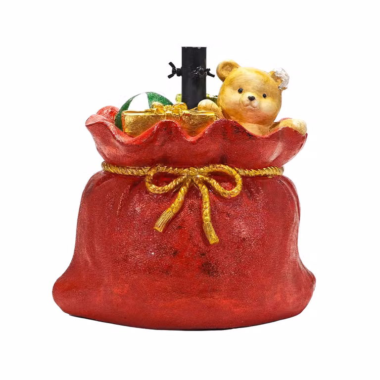 Base Albero di Natale con Sacco per Doni VESTIAMO CASA, Rosso, H 42,5 x L 41,5 x P 31 cm