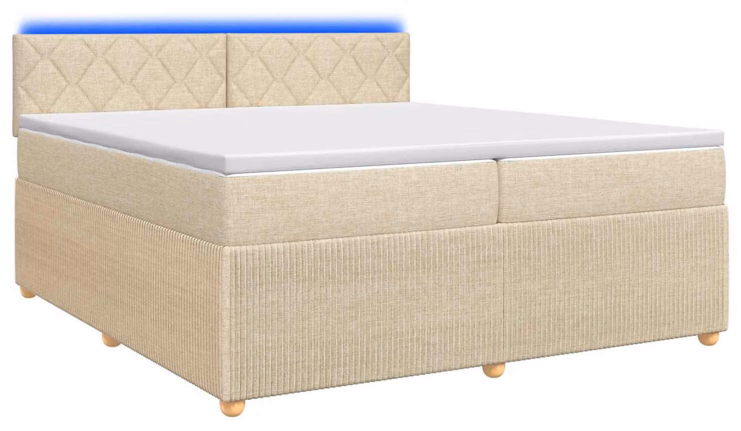 Letto a molle con materasso crema 200 x 200 cm in tessuto