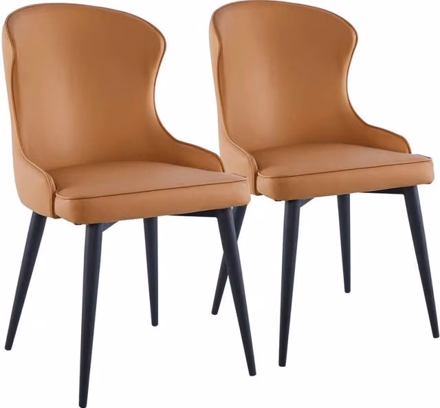Set di 2 sedie moderne Habitat in ecopelle marrone e nero con struttura in metallo e legno per soggiorno e cucina