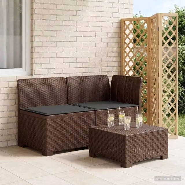 Divano da esterno-Divano da Giardino a 2 Posti con Cuscini Aspetto Rattan PP 111909