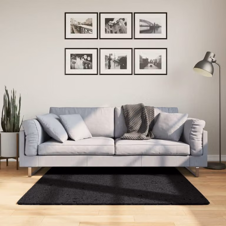 Tappeto a pelo corto vidaXL OVIEDO nero, L/P: 120 x 120 cm
