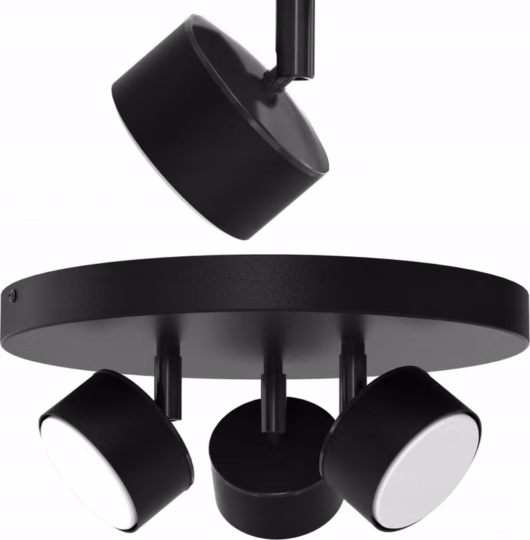 Lampada Da Soffitto A Led, Faretto Nero Gx53, Lampada Moderna Polacca A 3 Punti