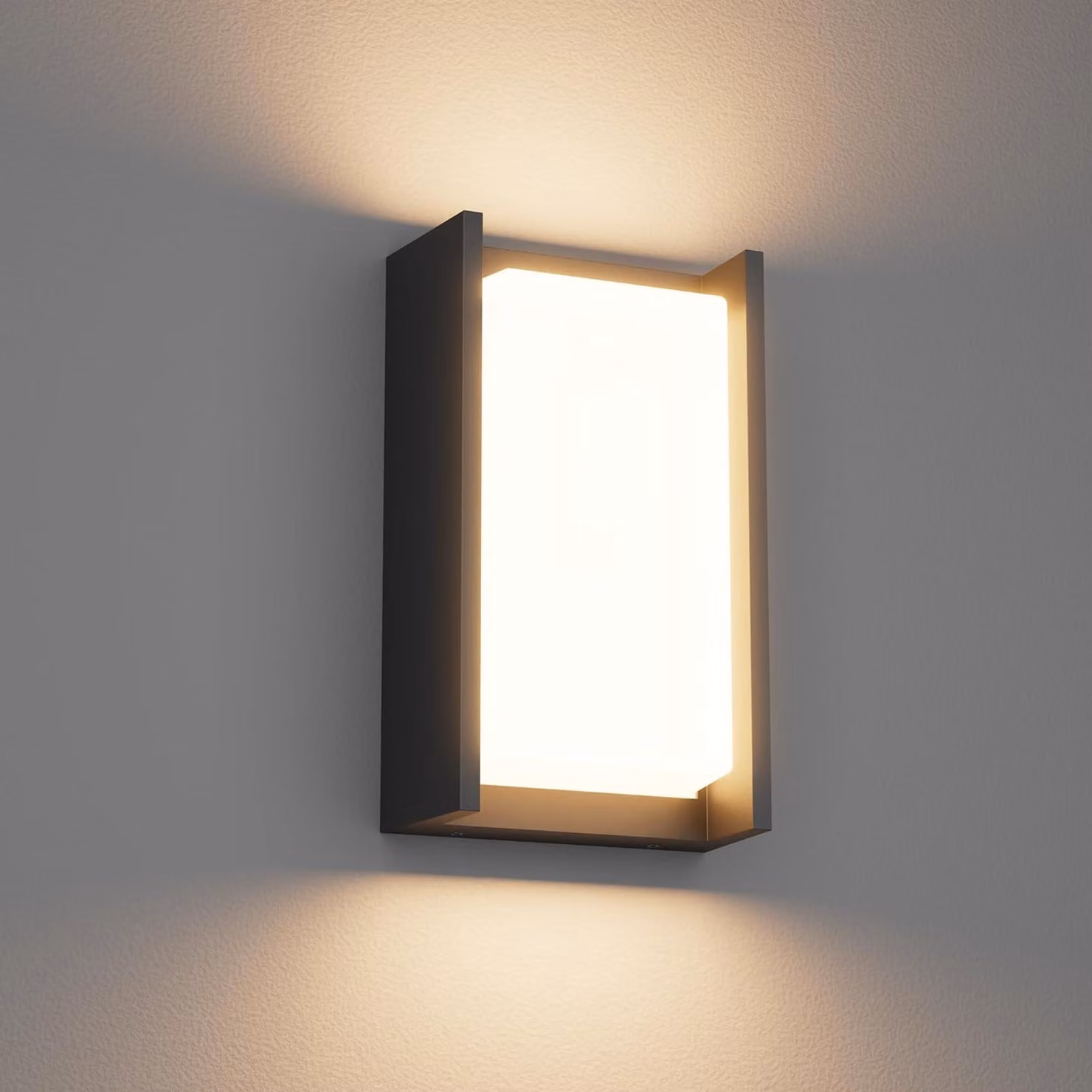 Lampada da parete esterna a LED, grado di protezione IP65, 24W, 3000K, 1680 lumen, colore nero, dimensioni 14,5x7x24 cm