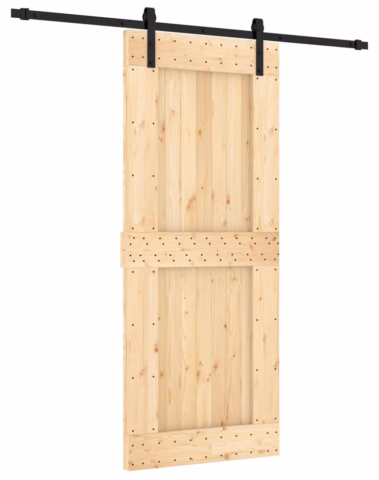 Porta scorrevole Naturale e Nero 85 x 210 cm