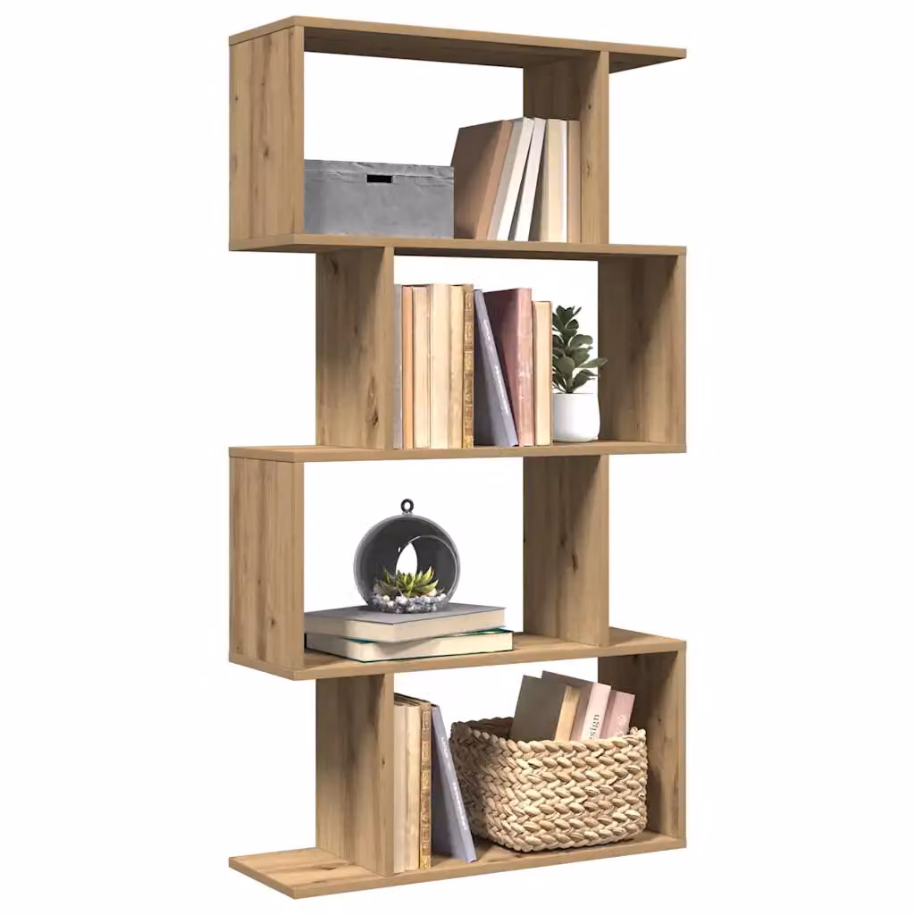 Libreria vidaXL con 4 Ripiani in MDF, Colore Marrone Rovere, L 70 cm x P 24 cm x H 129 cm